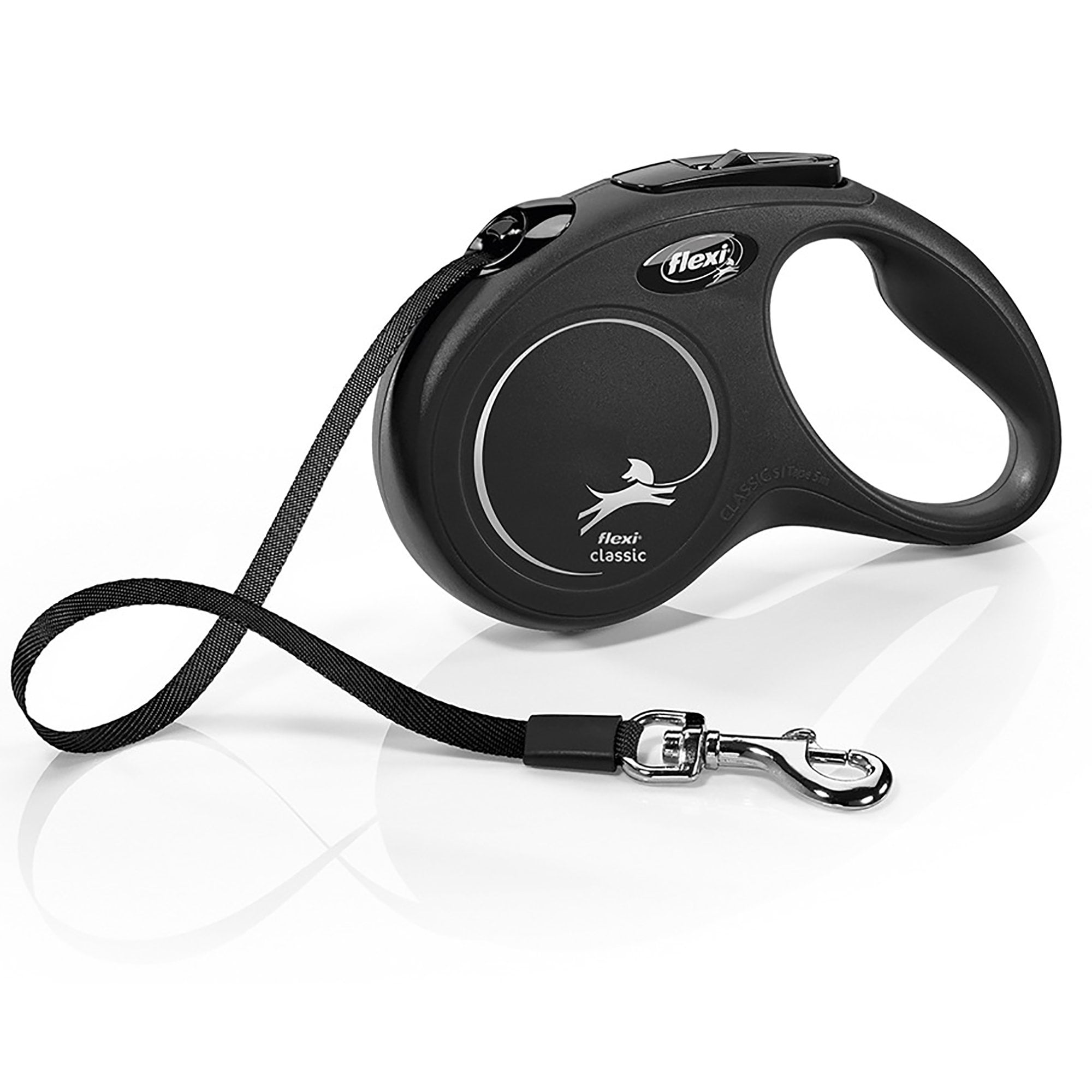 Classic Tape Retractable Dog Lead Small 5m - Black
