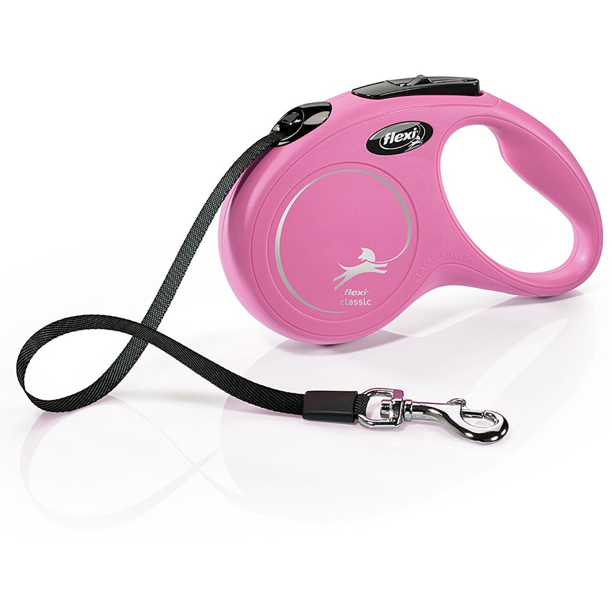 Classic Tape Retractable Dog Lead Small 5m - Pink
