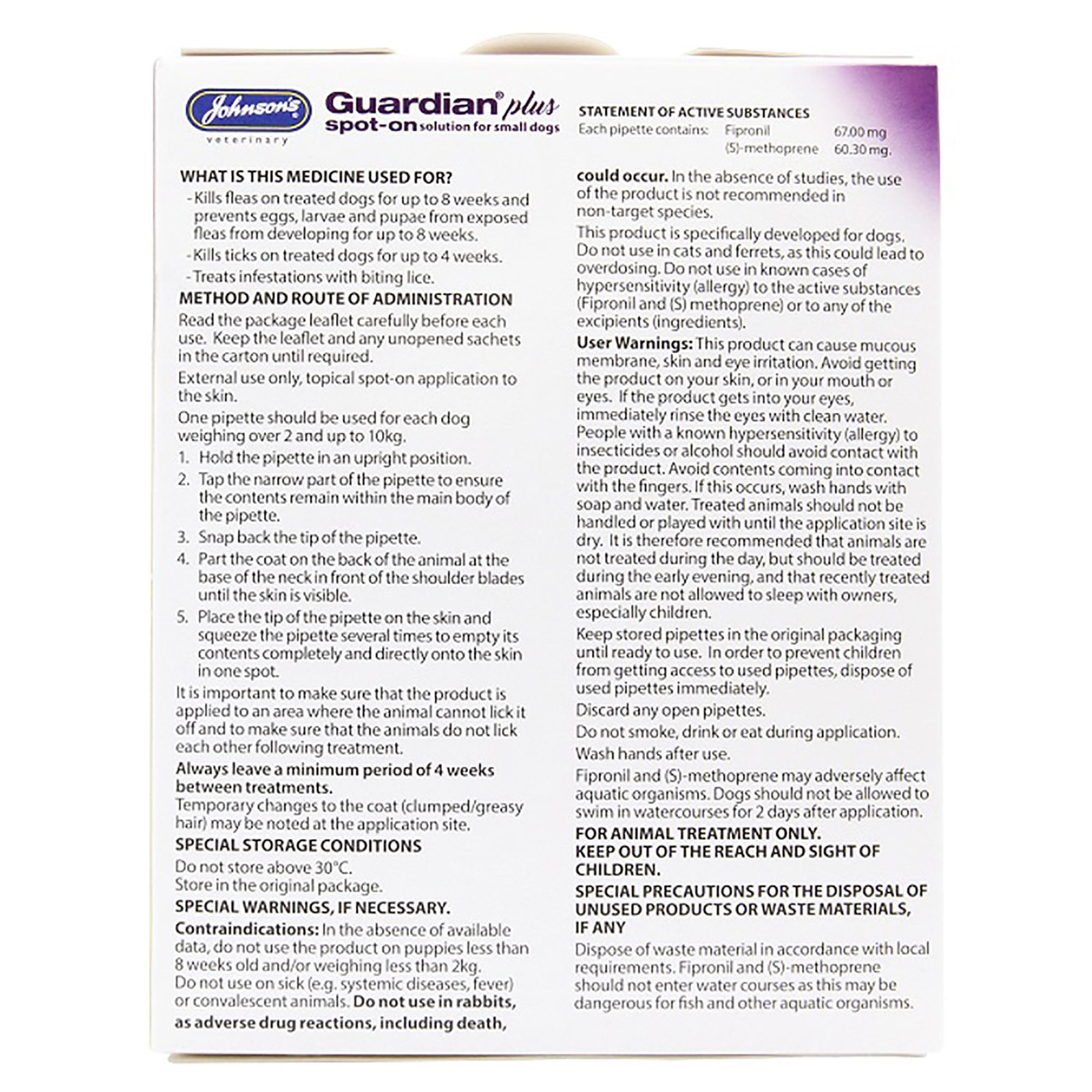 Guardian Plus Spot-On Solution For Small Dogs 1 Treatment