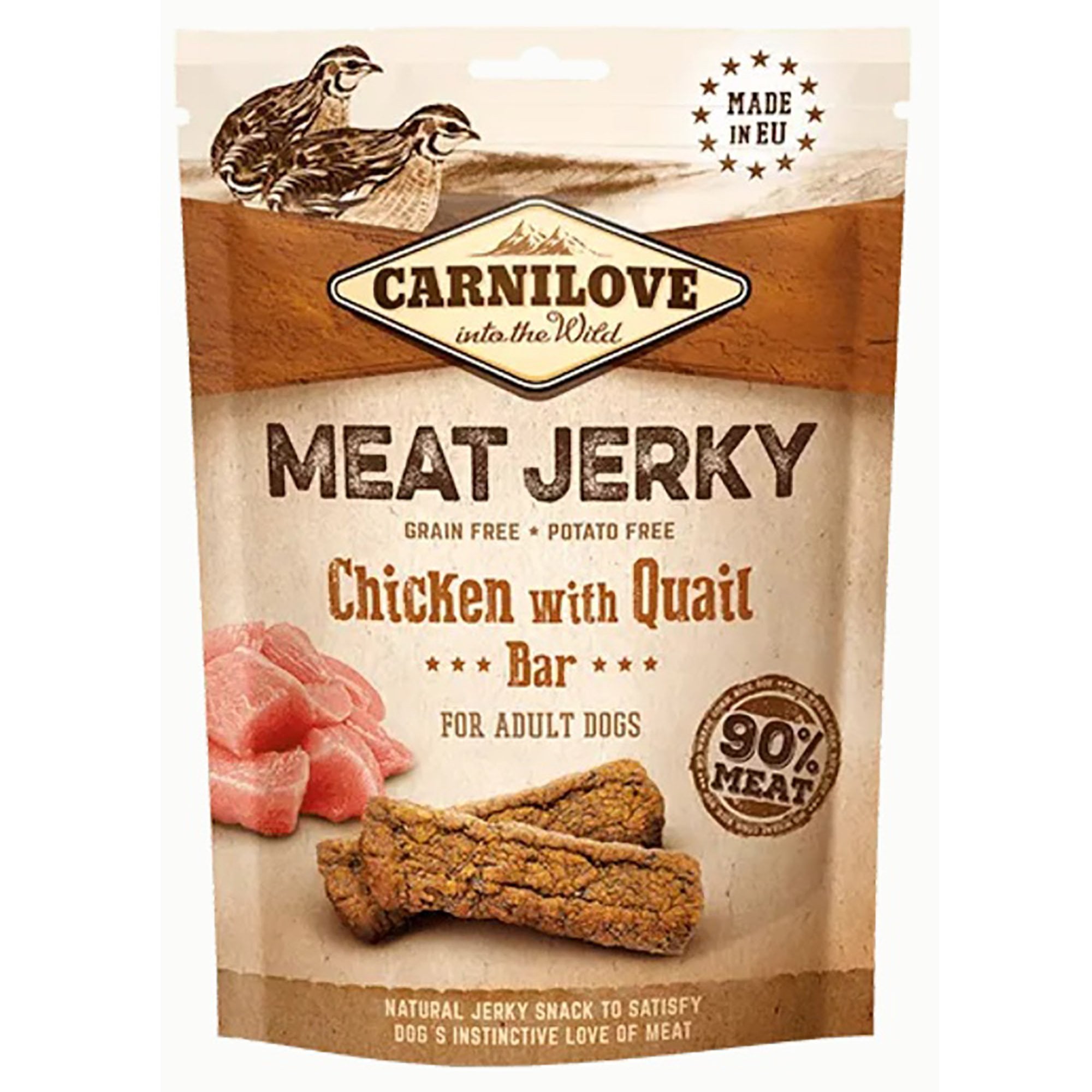 Chicken With Quail Bar Meat Jerky Grain Free Dog Treat 100g
