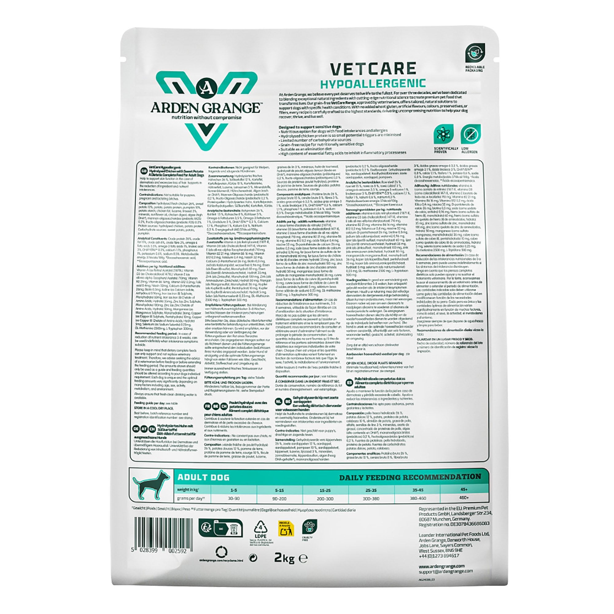 VetCare Hypoallergenic Low Allergen Adult Dog Food 2kg