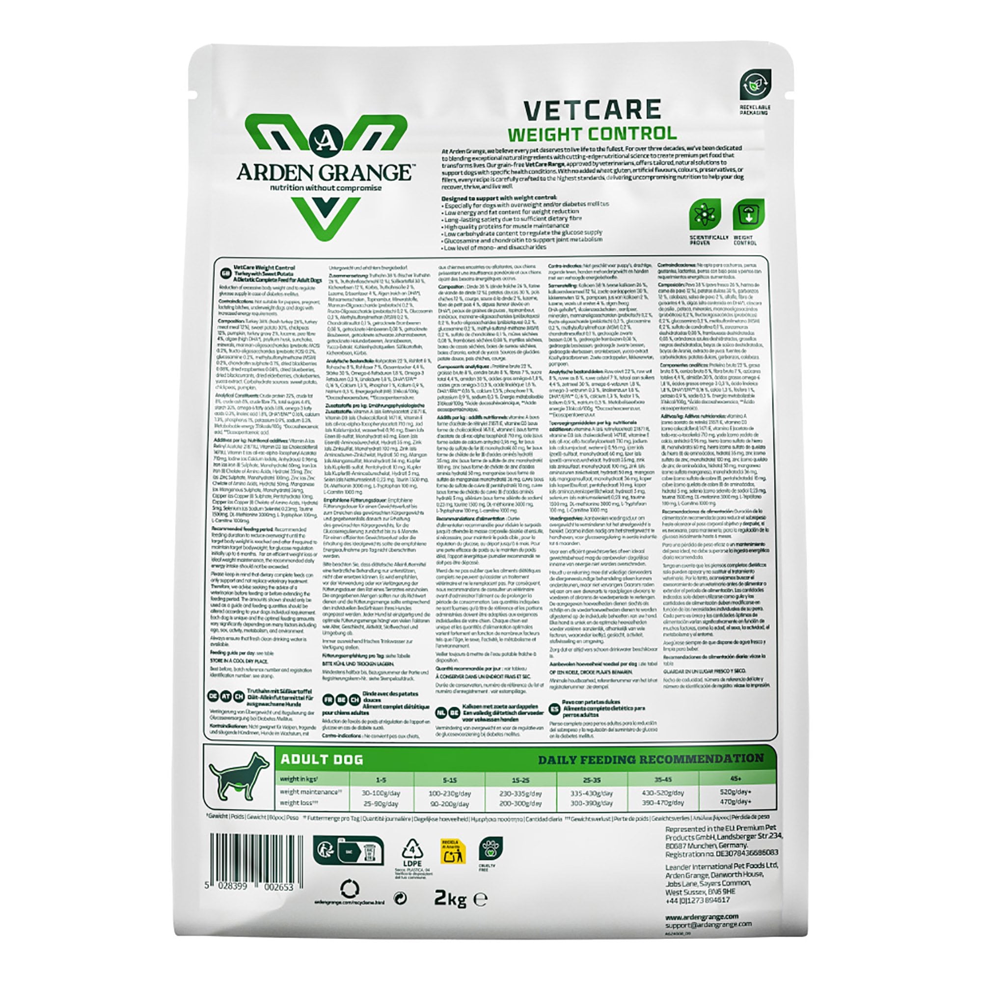VetCare Weight Control Adult Dog Food 2kg