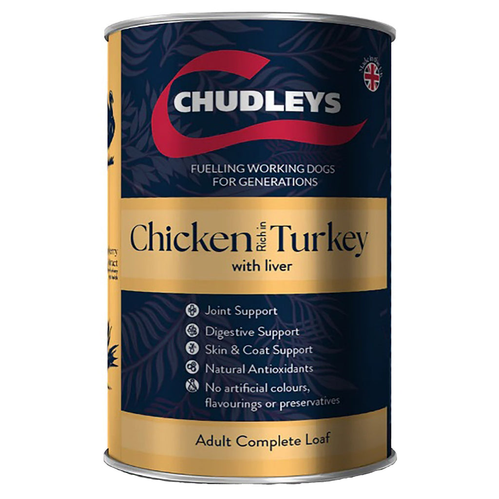 Chudleys Adult Working Chicken In Turkey & Liver Wet Dog Food 12 x 395g