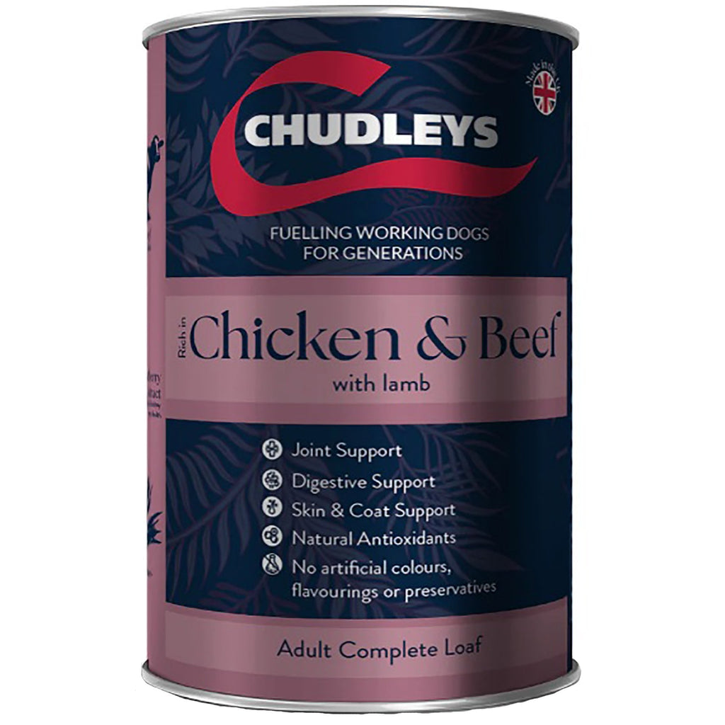 Chudleys Adult Working Chicken & Beef With Lamb Wet Dog Food 12 x 395g