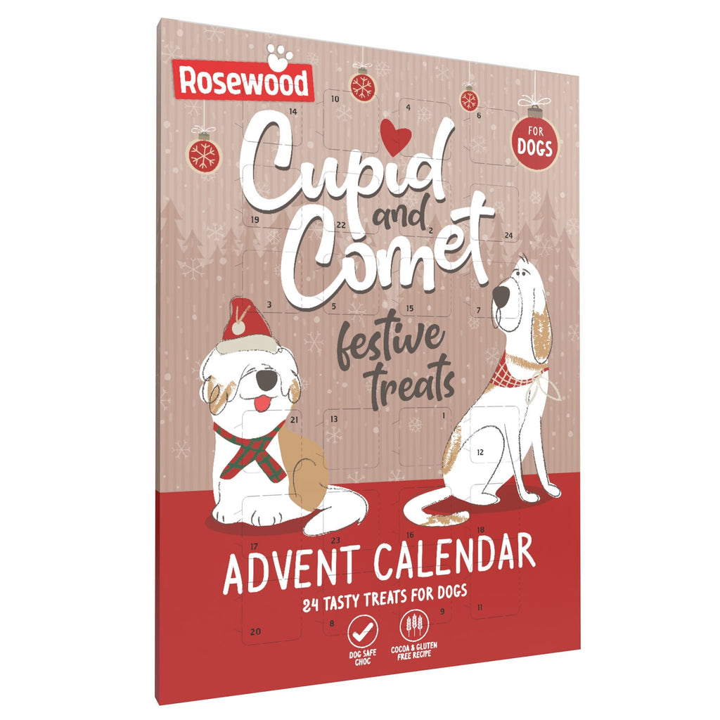 Rosewood Cupid & Comet Advent Calendar For Dogs 70g — 24 festive carob treats, cocoa and gluten free