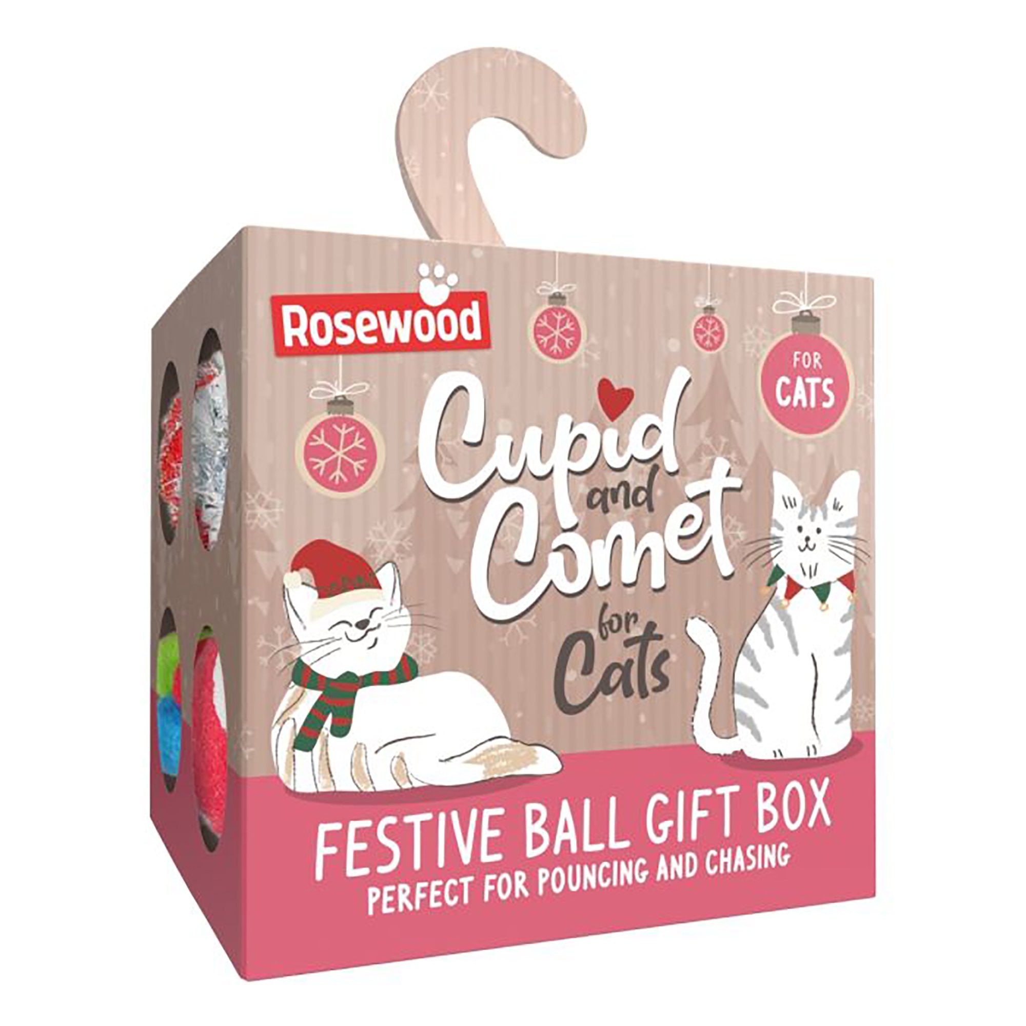 Rosewood Cupid & Comet Festive Ball Gift Box Cat Toy's - 8pcs