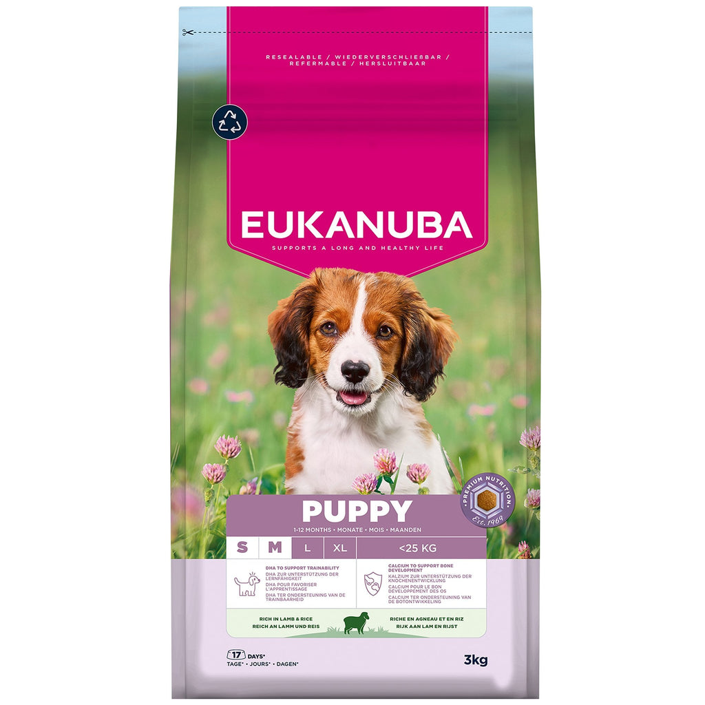 Eukanuba Puppy Small/Medium Breed Lamb & Rice Dry Dog Food 3kg