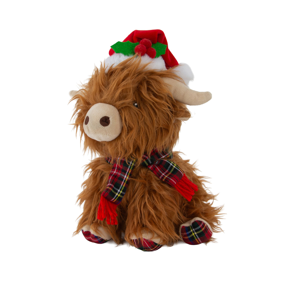 Ancol Festive Fergus brown Highland cow character Christmas dog toy