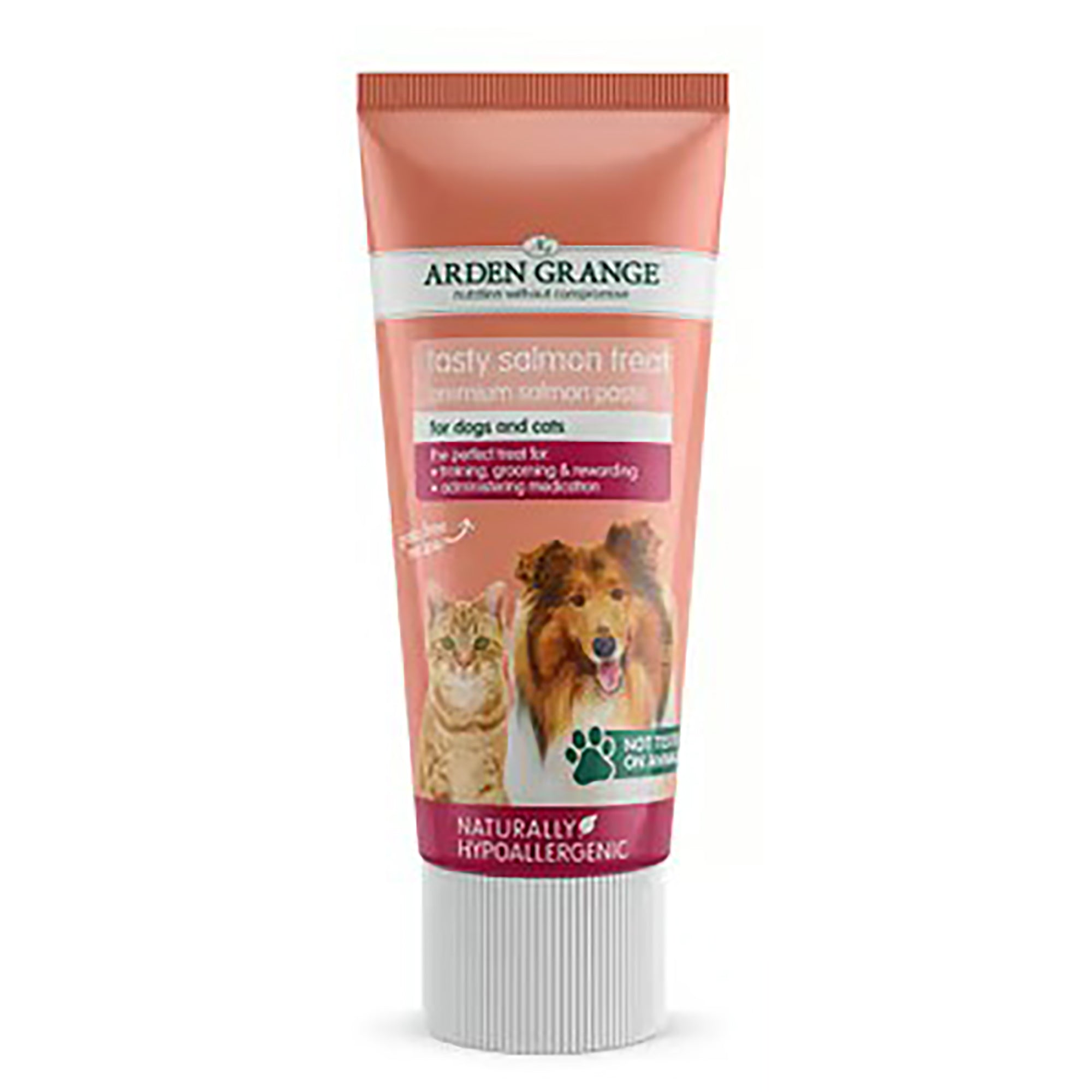 Arden Grange Salmon Treat Paste for Dogs and Cats 75g — omega-rich grain free training treat and medication aid in resealable tube