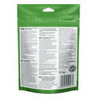 Back view of a green Arden Grange crunchy bites lamb stand-up pouch package with a large white information panel, barcode, and text details for K9 Bite treats.