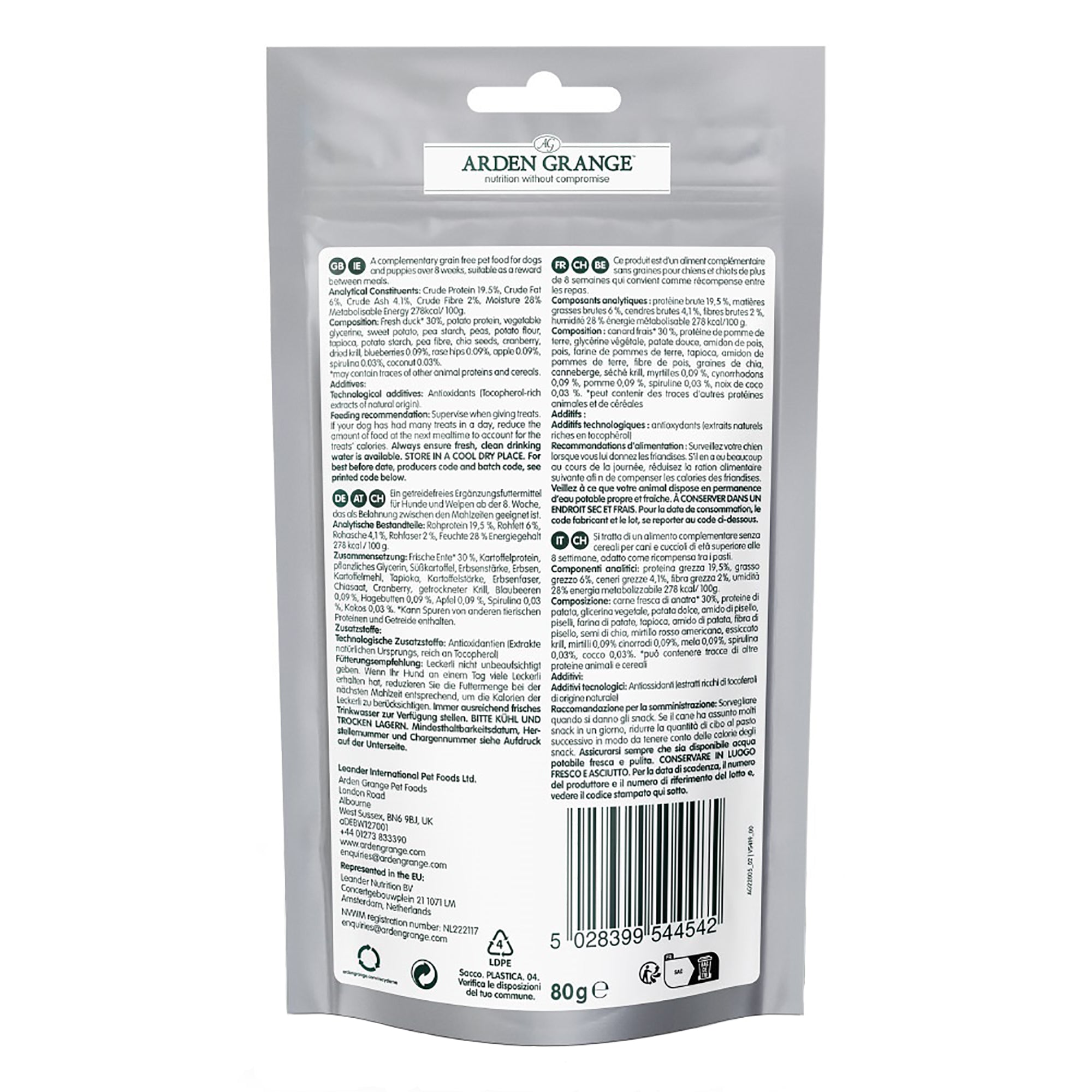Arden Grange Grain Free Training Treats Duck & Superfoods Dog Treats 80g