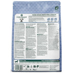 Reverse of Arden Grange Sensitive adult fish and potato 2kg bag showing ingredients and daily feeding recommendation