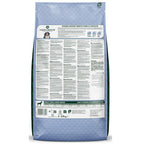 Reverse of Arden Grange Sensitive Adult Large Breed fish and potato 12kg bag showing ingredients and daily feeding recommendation