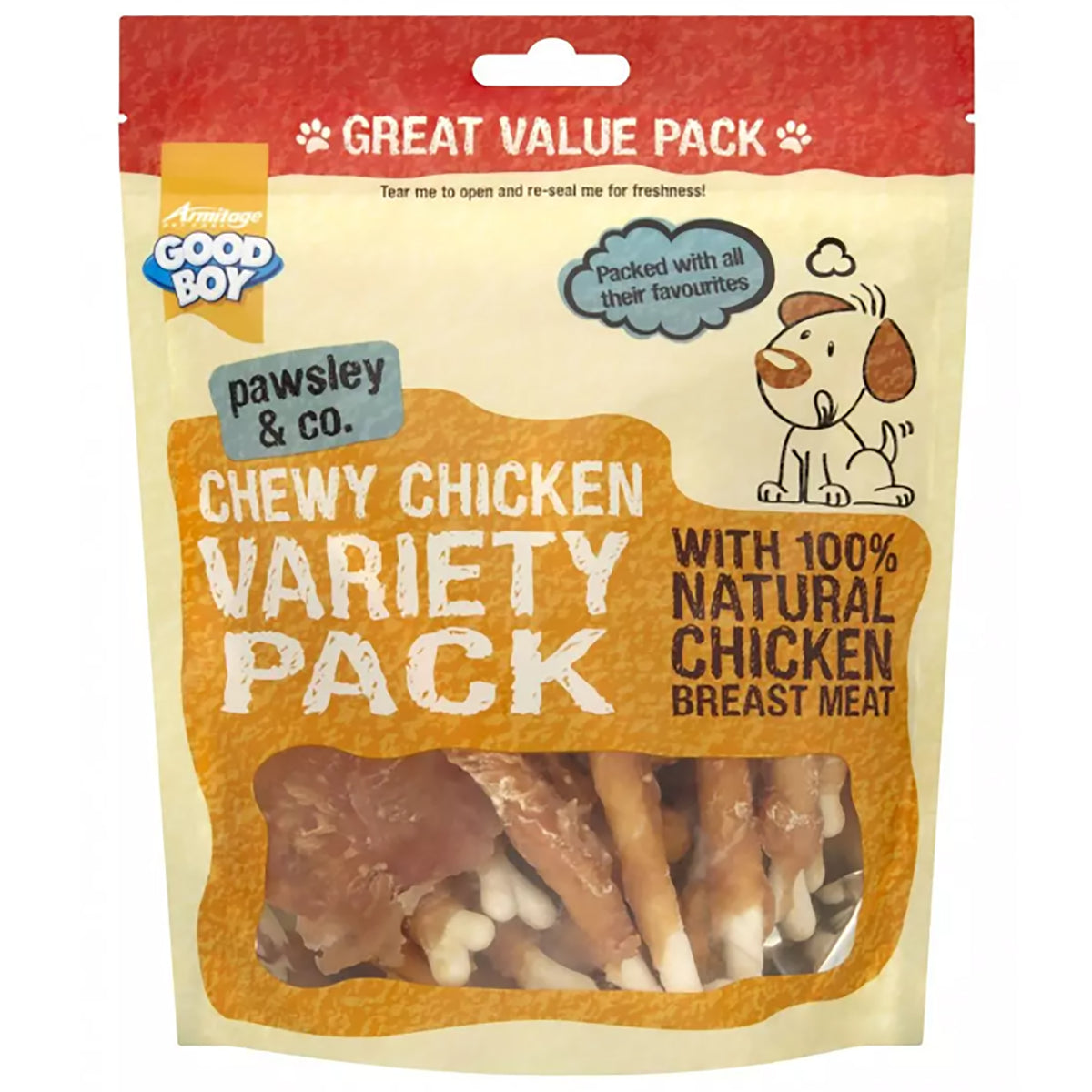 Armitage Good Boy Chewy Chicken Variety Dog Treats 320g resealable pouch