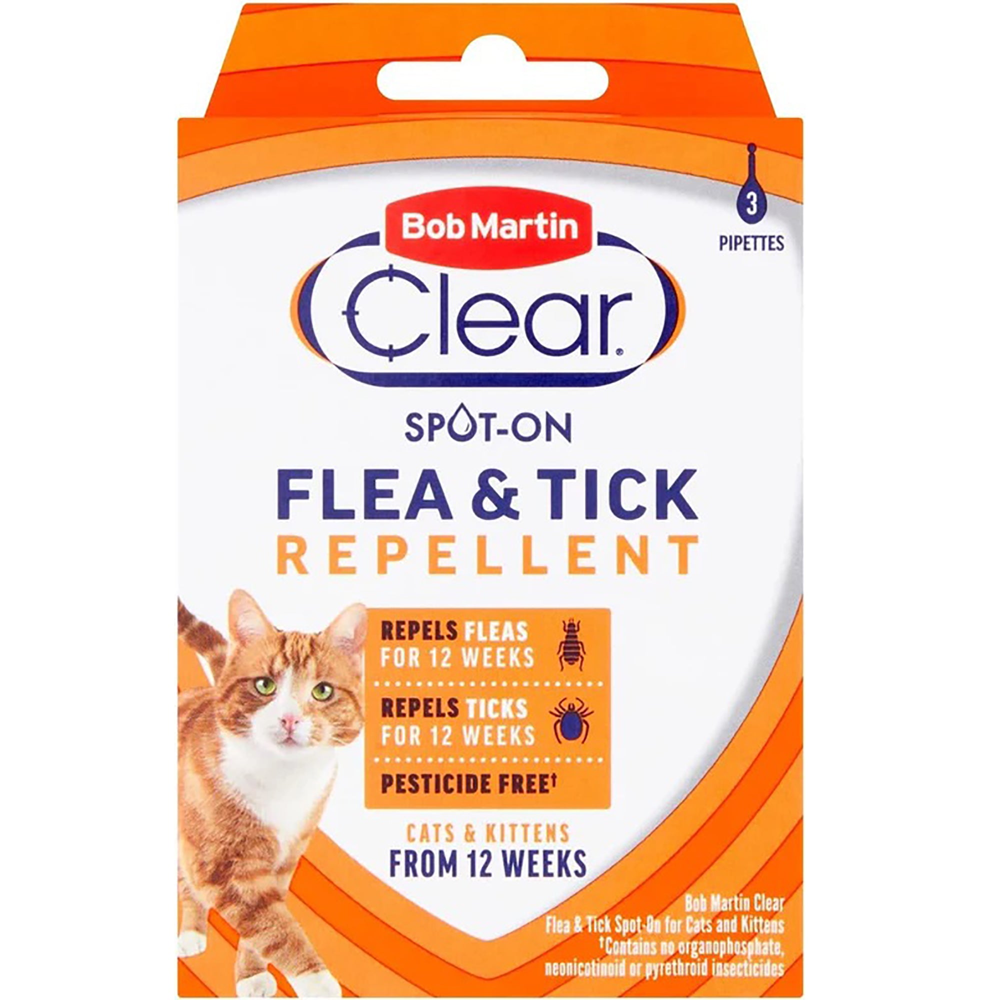 Bob Martin Flea Clear Spot On Drops For Cats - 3 Tubes