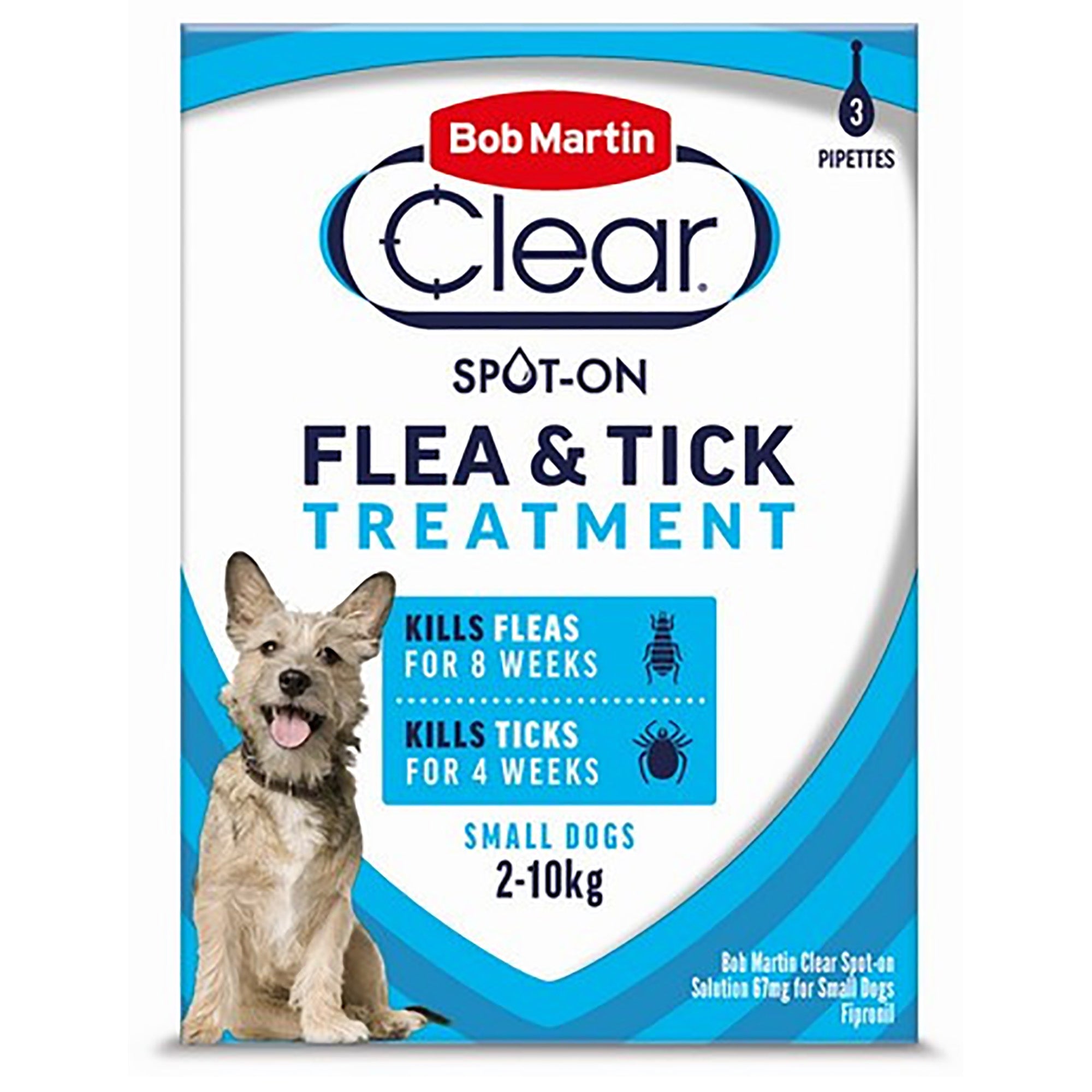Bob Martin Flea Clear Spot On Drops For Small Breed Dogs - 3 Tubes