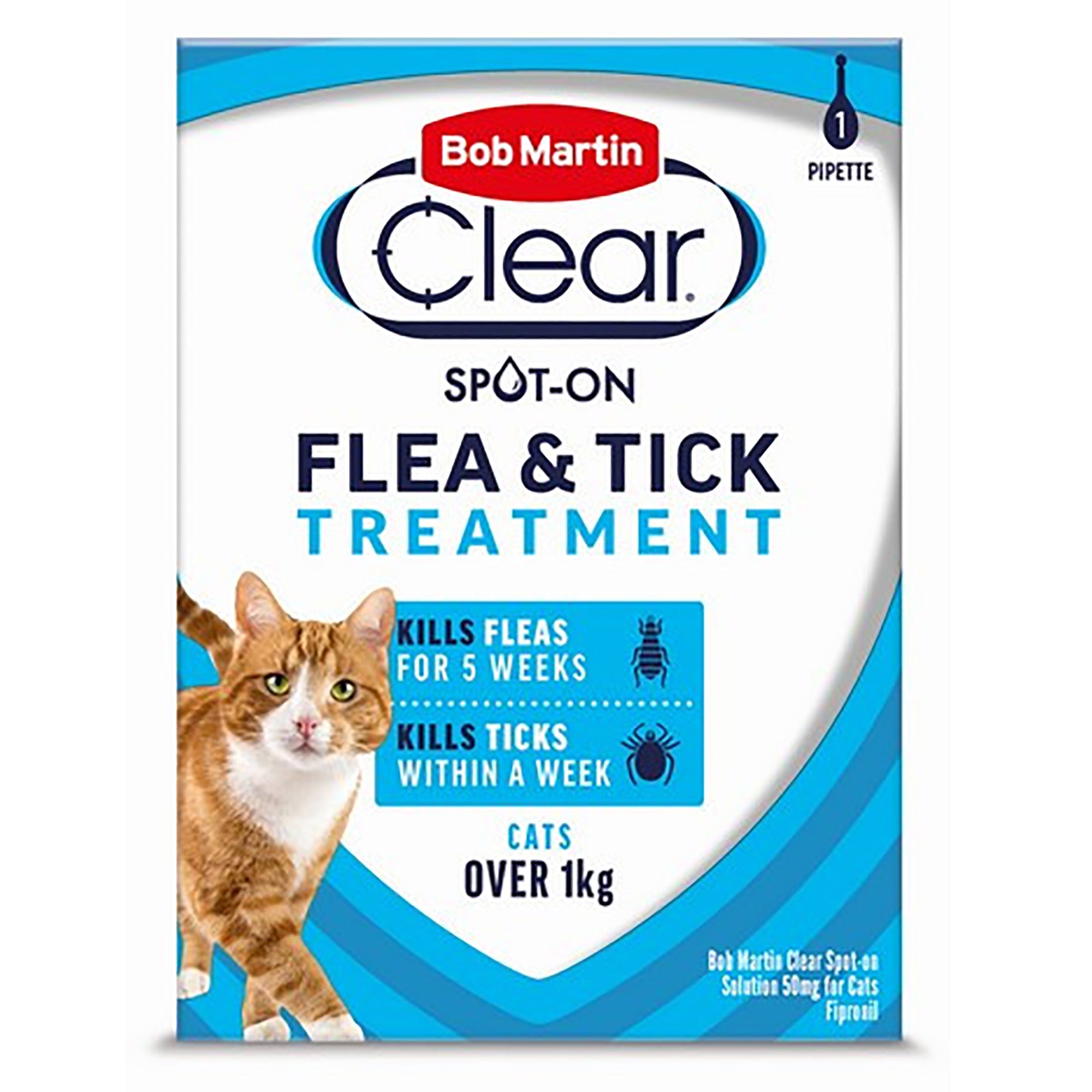 Bob Martin Flea Clear Spot On Flea & Tick Drops For Cats  - 1 Tube