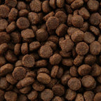 Close-up of brown pet food kibble