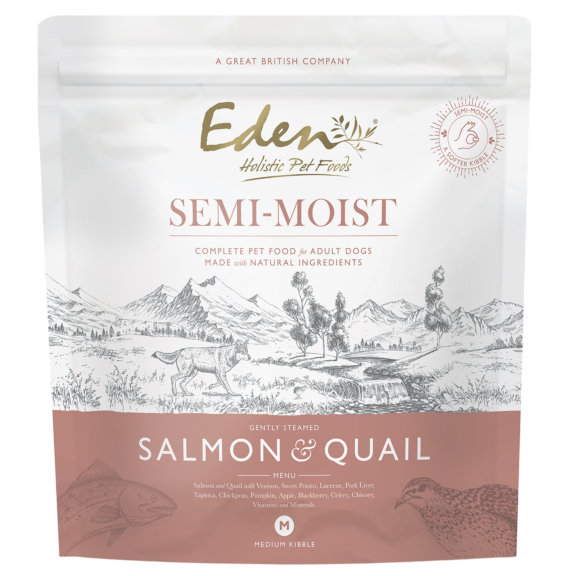 Eden Semi-Moist Salmon & Quail Grain Free Adult Dog Food 2kg bag