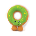 Happy Pet Festive Donut Latex Christmas Dog Toy 18cm — green donut character dog toy with smiley face, yellow stars and sprinkle details, on a white background
