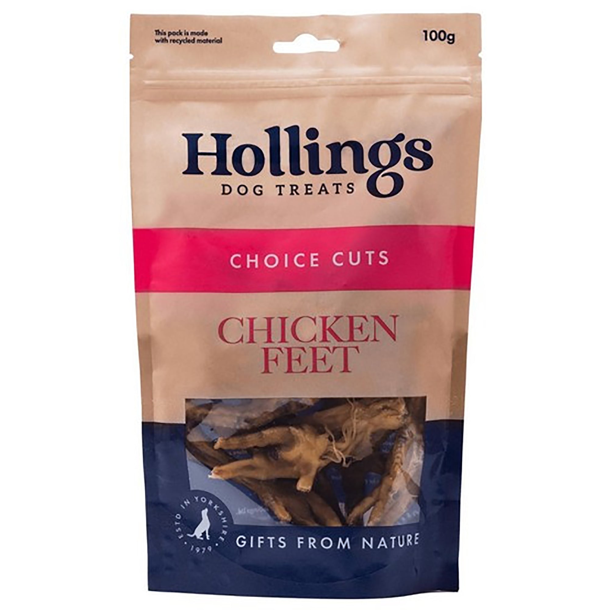 Hollings Natural Chicken Feet Dog Treat 100g