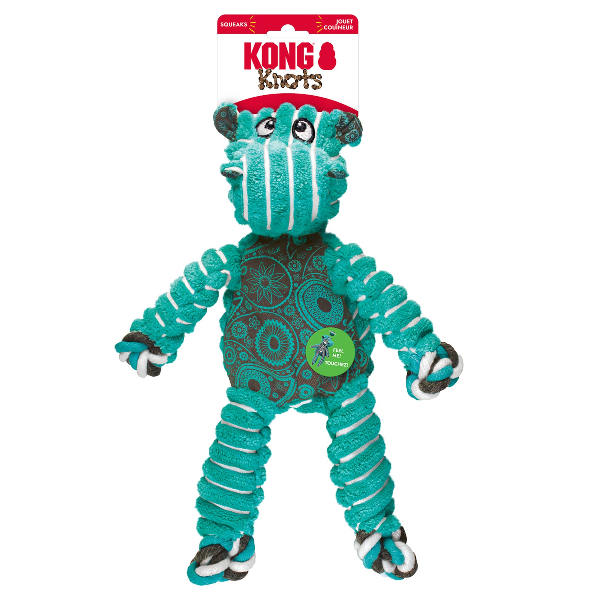 KONG Floppy Knots Hippo plush and rope dog toy for medium and large dogs"