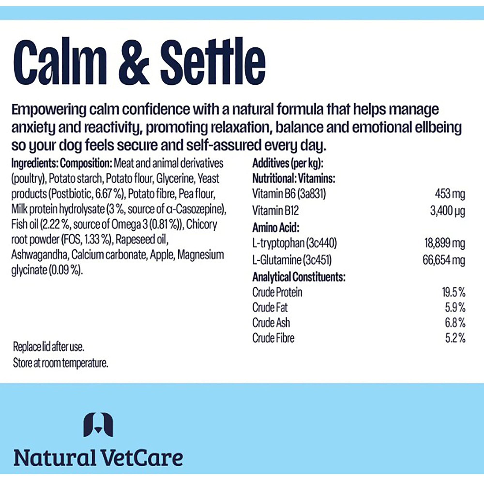 Natural Vetcare Calm & Settle Dog Chews - 50 Pack