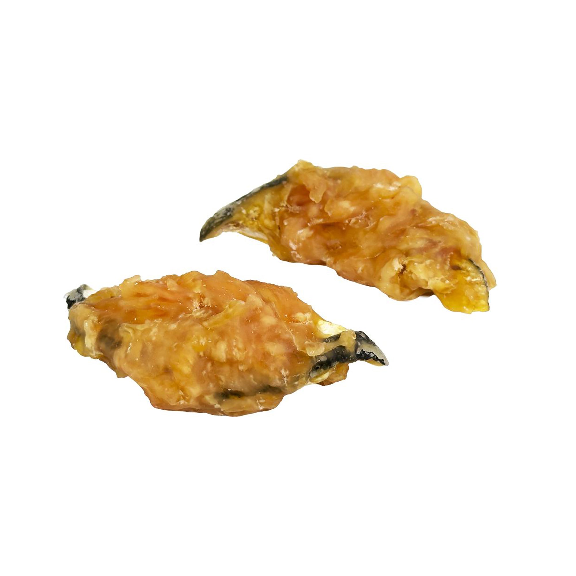 Rosewood Chicken and Pumpkin Mummy Halloween dog treats 80g, two natural pumpkin slices wrapped with dried chicken on white background
