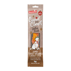 Rosewood Cupid and Comet Jumbo Turkey Wrapped Carrot Stick Festive Dog Treats 70g - packaging showing treat inside, rich in turkey, suitable for large dogs, made with real meat