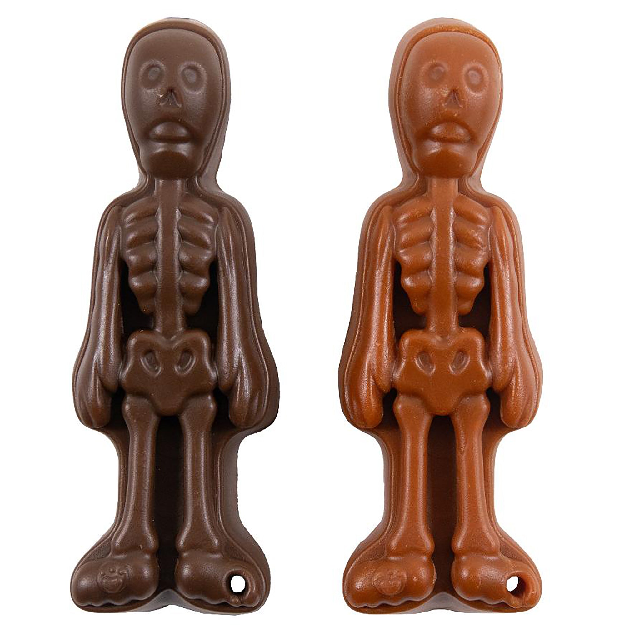 Rosewood Spirit & Spook Halloween skeleton shaped dental dog chews 50g, dark brown and light brown designs on white background