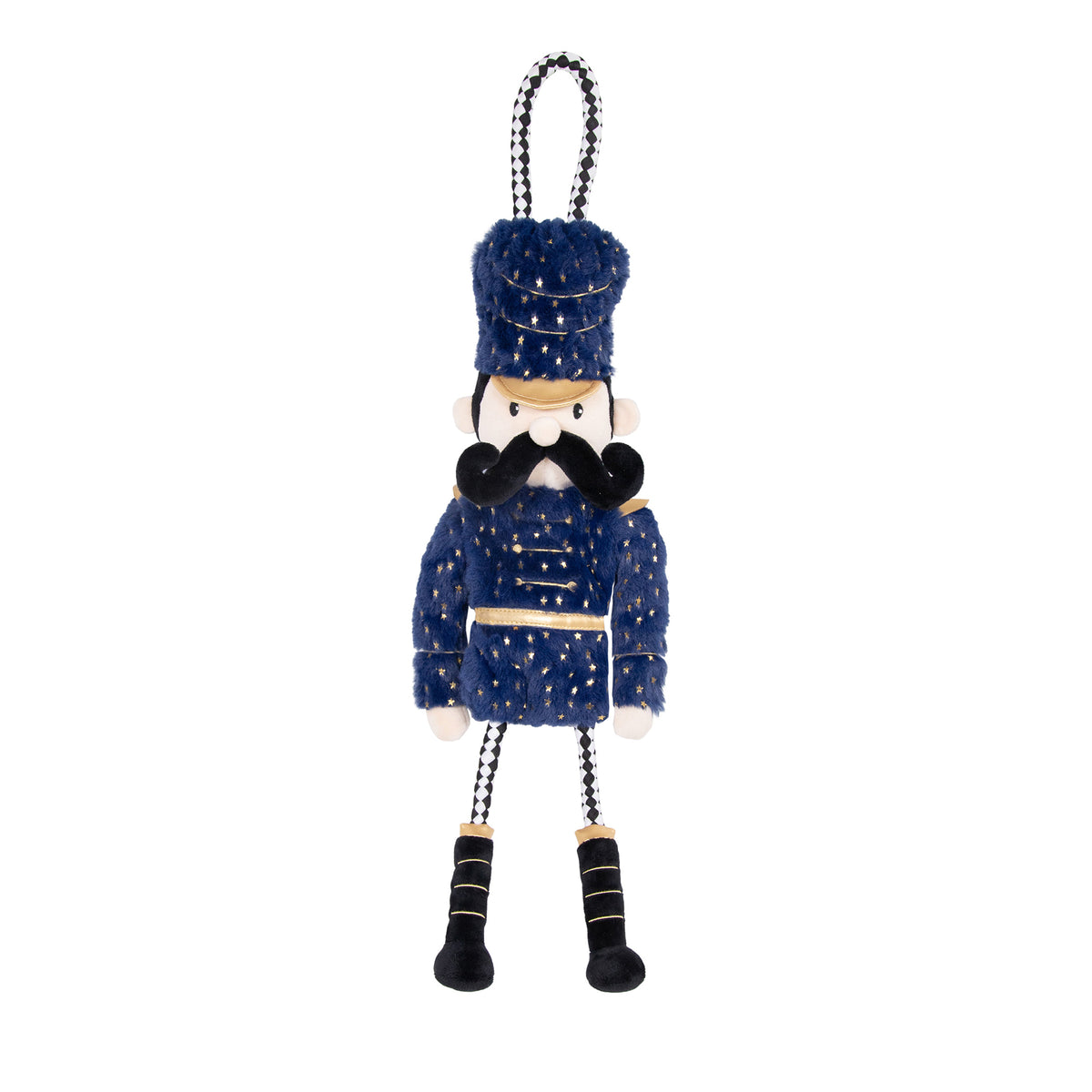 Rosewood Plush Nutcracker Rope Christmas Dog Toy 50cm in navy and gold