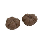 Rosewood Pumpkin Shaped Carob Halloween dog treats with pumpkin filling, two brown carob pumpkin treats on white background