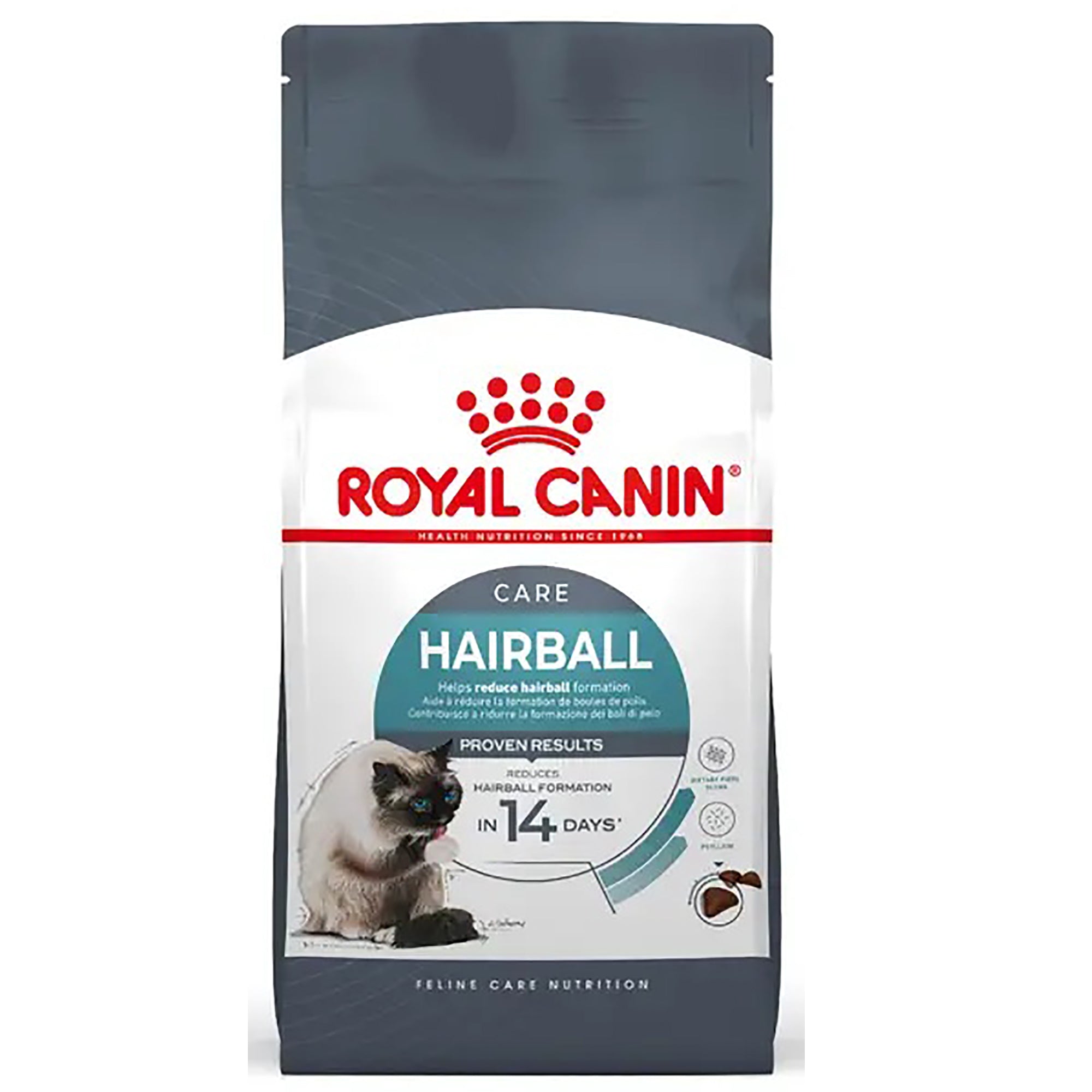 Royal Canin Hairball helps reduce hairball formation.