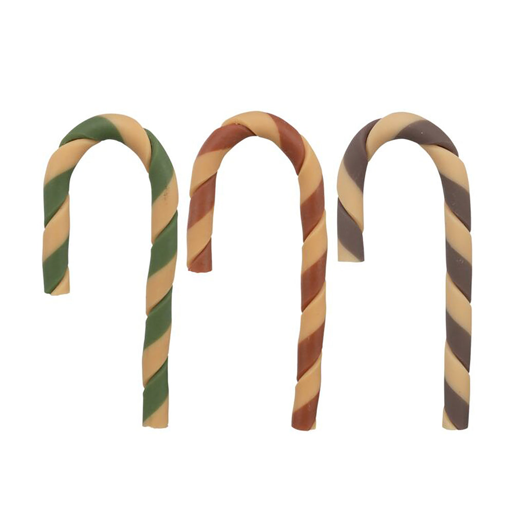 Trixie Christmas candy cane dog treat 20g showing cranberry, spinach and blueberry colour options
