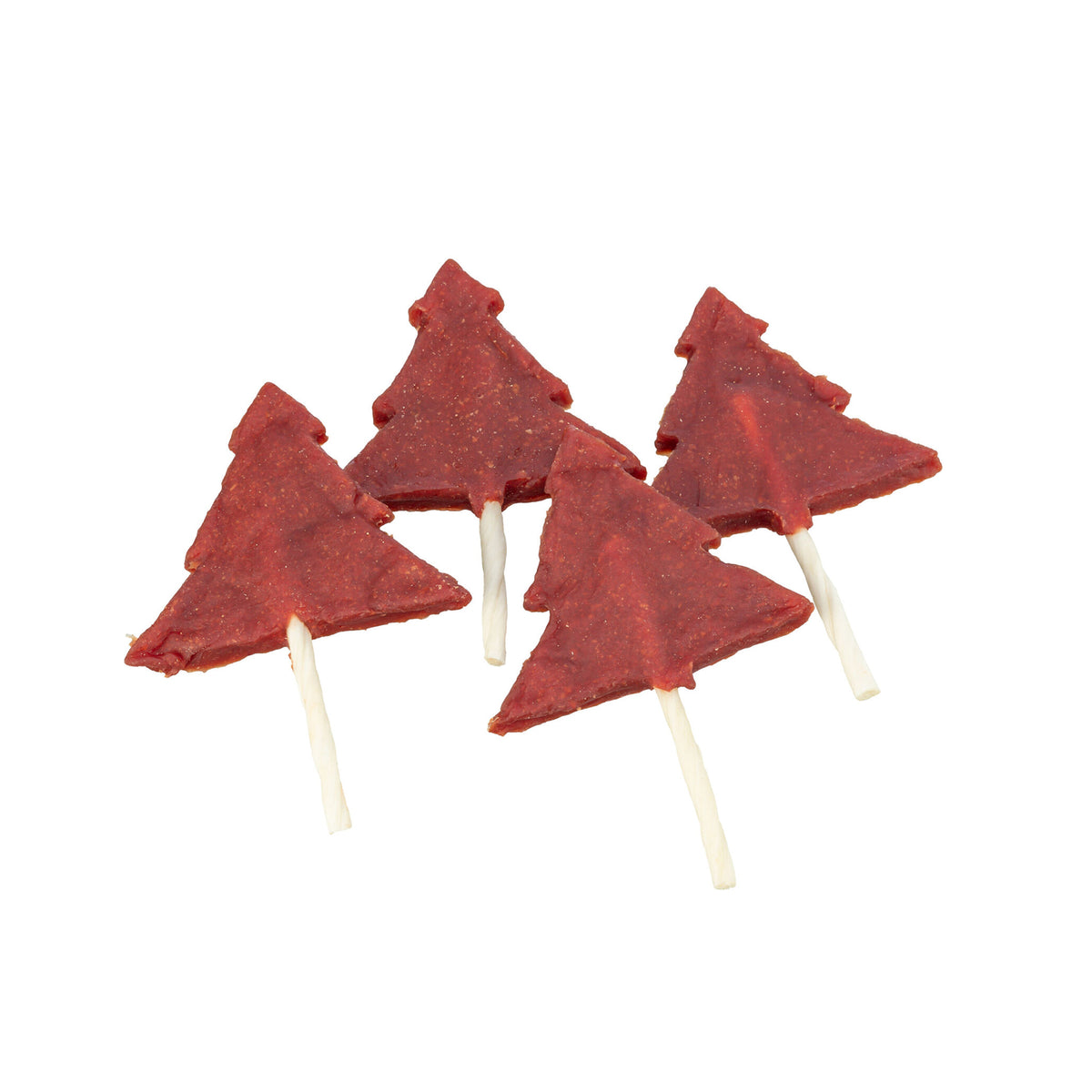 Close-up of Trixie Christmas Tree Lollipop with Duck Breast and Rawhide Stick Dog Treat 12cm 28g