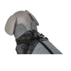Close-up of the grey Trixie Pontis dog coat showing reflective material and fleece lining