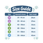 Trixie Pontis grey dog coat size guide showing six available sizes