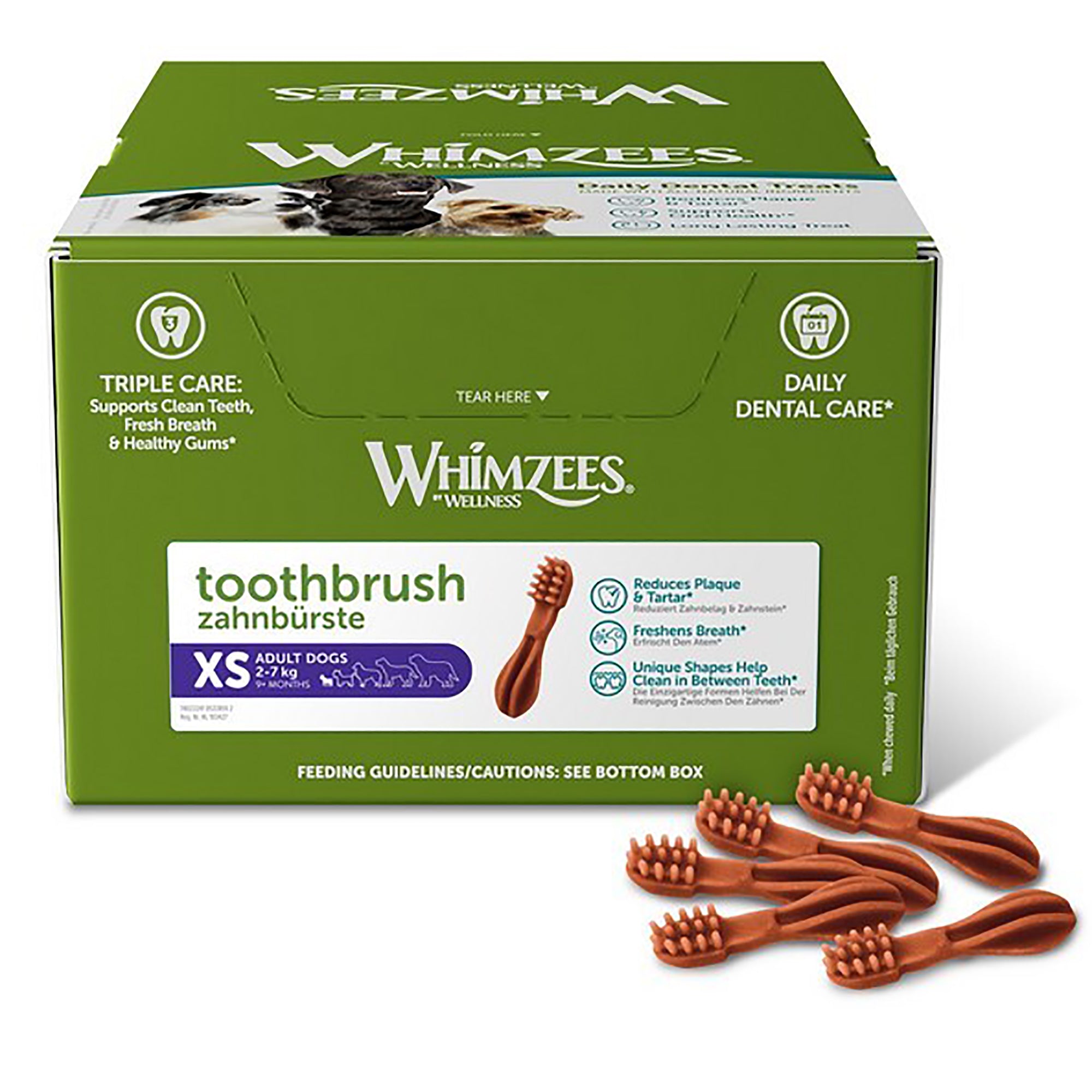 Whimzees Dental Toothbrush Extra Small Dog Treat - Box 350